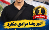 امیررضا مرادی منفرد، رتبه نخست استان لرستان و رتبه ۴۰ کشور در رشته علوم تجربی کنکور سراسری را کسب کرد.
